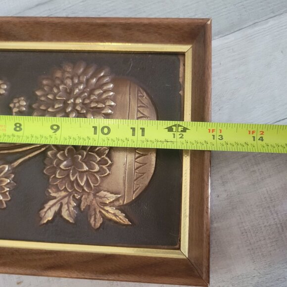 Vintage 3D Floral & Pinecone Wall Plaques Brown & Gold Mid-Century Art Decor - Picture 8 of 9